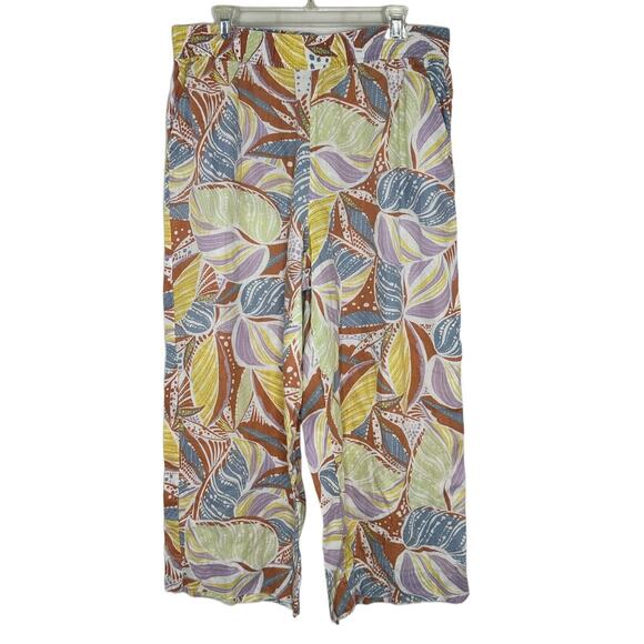 C&C California Womens 100% Linen Pull On Cropped Wide Leg Pants Size XL - Picture 1 of 6